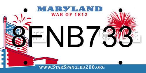8FNB733 Maryland License Plate