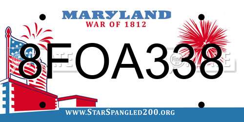 8FOA338 Maryland License Plate