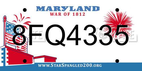8FQ4335 Maryland License Plate