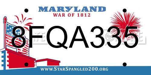 8FQA335 Maryland License Plate