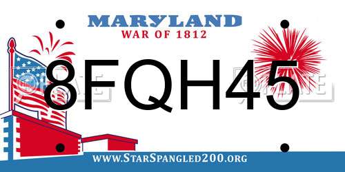 8FQH45 Maryland License Plate