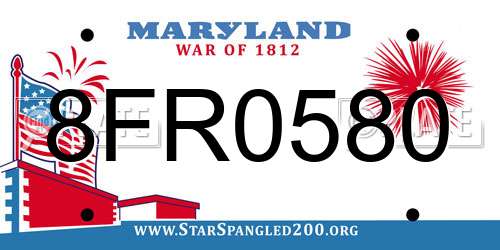 8FR0580 Maryland License Plate