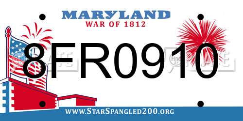 8FR0910 Maryland License Plate