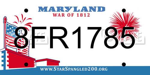 8FR1785 Maryland License Plate