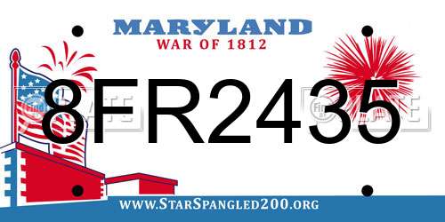 8FR2435 Maryland License Plate