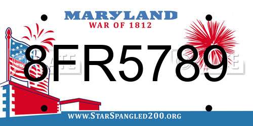 8FR5789 Maryland License Plate