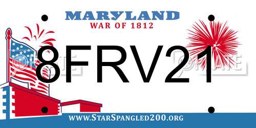 8FRV21 Maryland License Plate