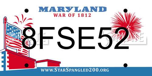8FSE52 Maryland License Plate