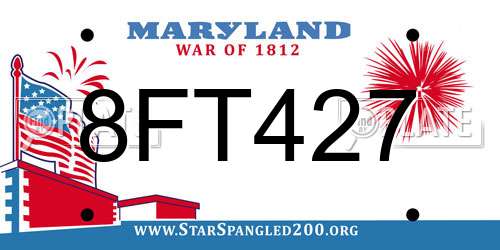 8FT427 Maryland License Plate