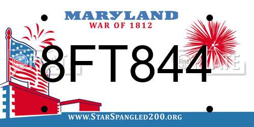 8FT844 Maryland License Plate
