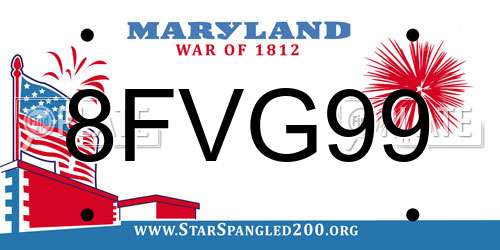 8FVG99 Maryland License Plate