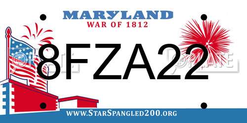 8FZA22 Maryland License Plate