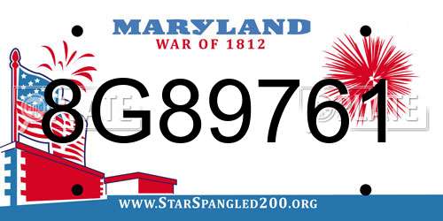 8G89761 Maryland License Plate