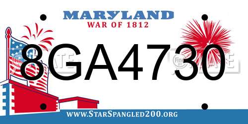 8GA4730 Maryland License Plate