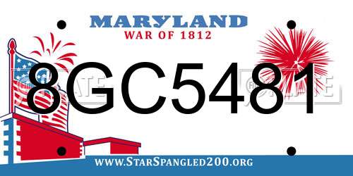 8GC5481 Maryland License Plate