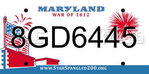 8GD6445 Maryland License Plate