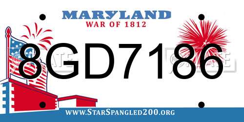 8GD7186 Maryland License Plate