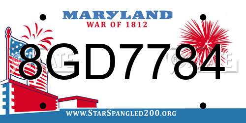 8GD7784 Maryland License Plate
