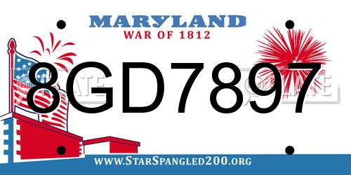 8GD7897 Maryland License Plate