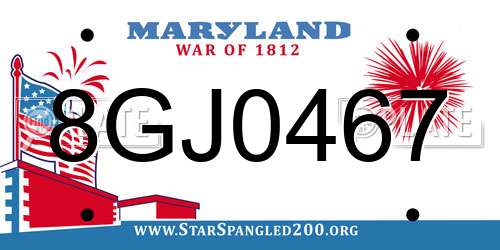 8GJ0467 Maryland License Plate