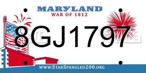 8GJ1797 Maryland License Plate