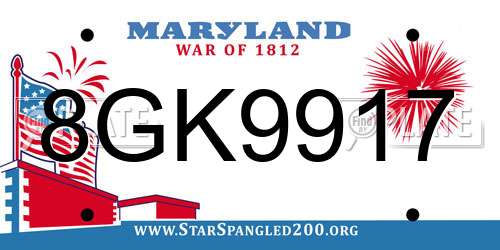 8GK9917 Maryland License Plate