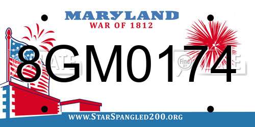 8GM0174 Maryland License Plate