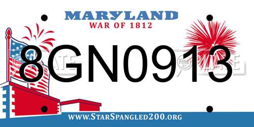 8GN0913 Maryland License Plate