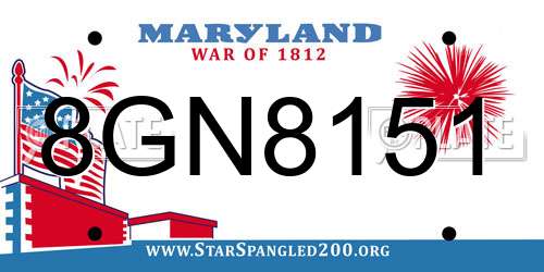 8GN8151 Maryland License Plate