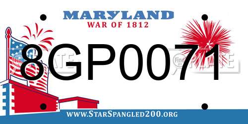 8GP0071 Maryland License Plate