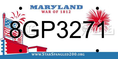 8GP3271 Maryland License Plate