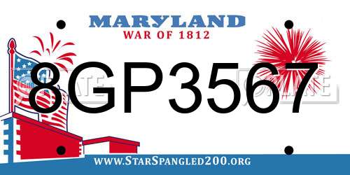 8GP3567 Maryland License Plate