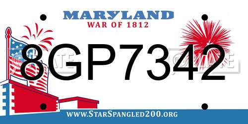 8GP7342 Maryland License Plate