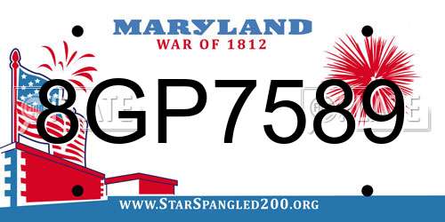 8GP7589 Maryland License Plate
