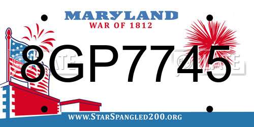 8GP7745 Maryland License Plate