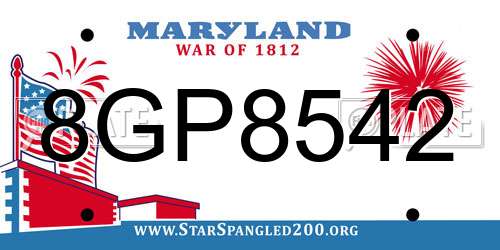 8GP8542 Maryland License Plate