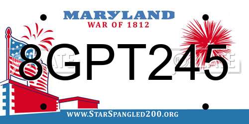 8GPT245 Maryland License Plate