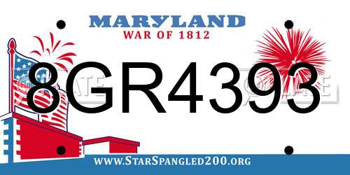 8GR4393 Maryland License Plate