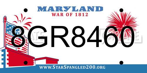 8GR8460 Maryland License Plate