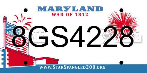 8GS4228 Maryland License Plate