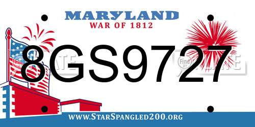 8GS9727 Maryland License Plate