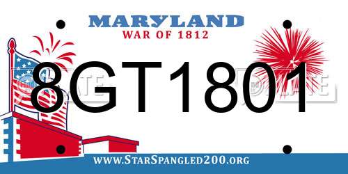 8GT1801 Maryland License Plate