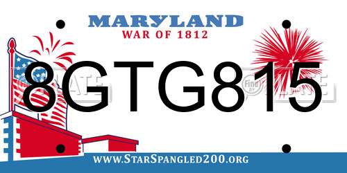 8GTG815 Maryland License Plate