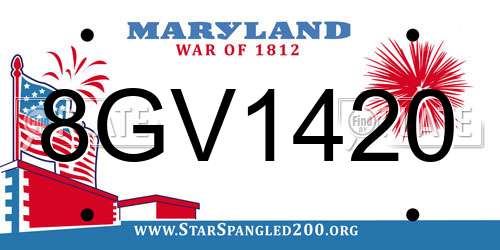8GV1420 Maryland License Plate