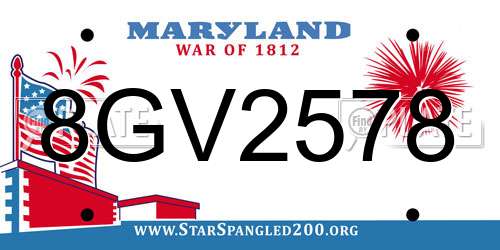 8GV2578 Maryland License Plate