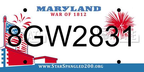 8GW2831 Maryland License Plate