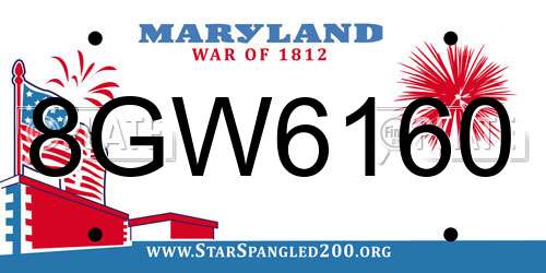 8GW6160 Maryland License Plate