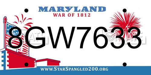 8GW7633 Maryland License Plate
