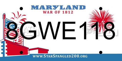 8GWE118 Maryland License Plate