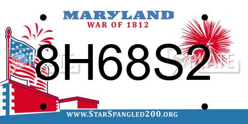 8H68S2 Maryland License Plate
